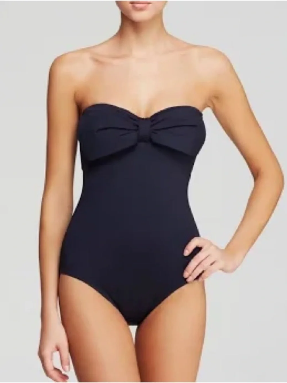 kate spade Black Strapless Bow One-Piece Swimsuit